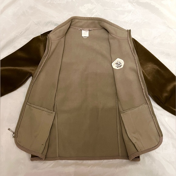 Olive green Velour fleece Jacket - Picture 3 of 4